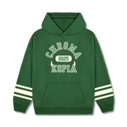 GET CHROMAKOPIA SIGNATURE VARSITY GREEN TOUR HOODIE