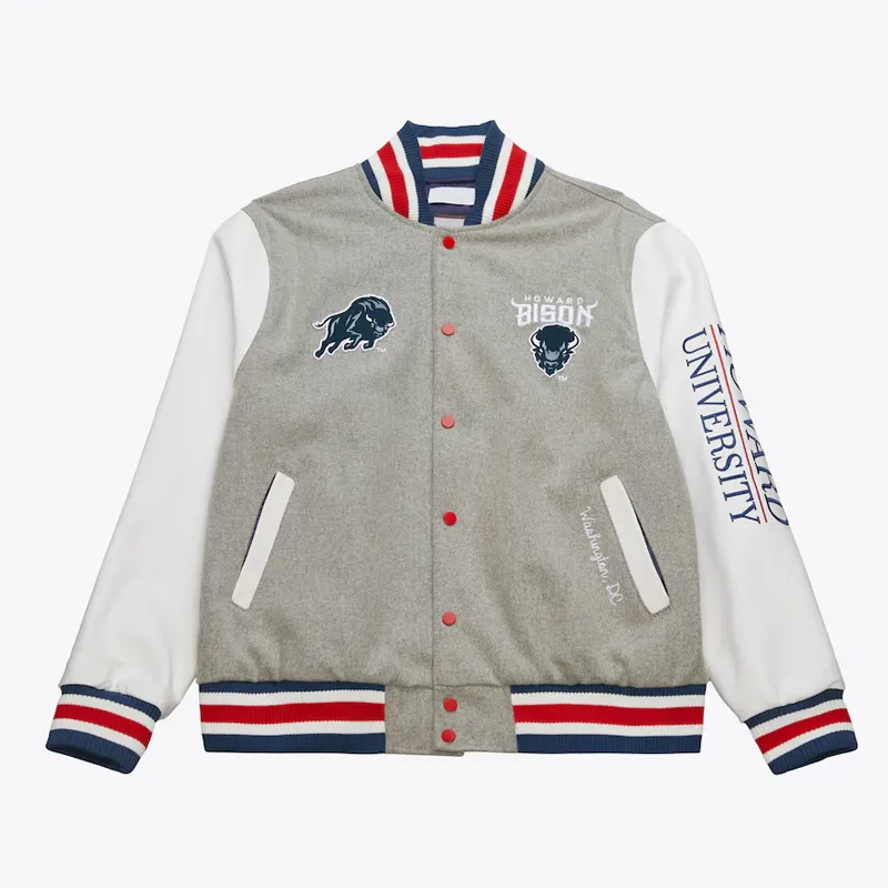 Howard Bison Homecoming Gray Wool Varsity Jacket