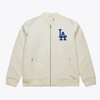 LA Dodgers 2024 World Series Champions Cream Bomber Jacket