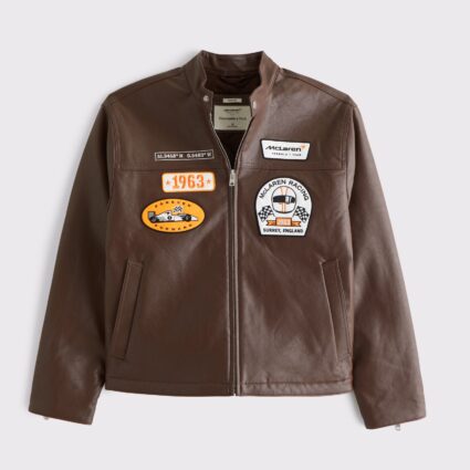 McLaren Vegan Brown Leather Racer Jacket