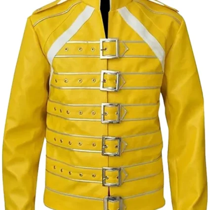 Men Stylish Yellow Military Leather Jacket