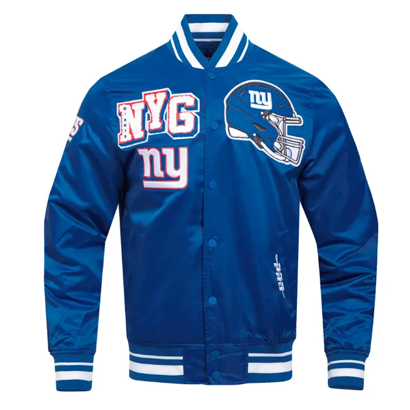 NY Giants Mashup Classic Rib Blue Satin Jacket