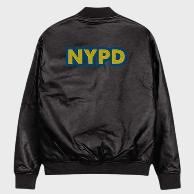 NYPD Leather Black Bomber Jacket