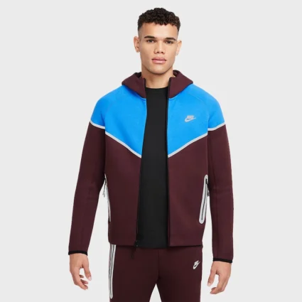Nike Tech Windrunner Burgundy and Blue Reflective Jacket