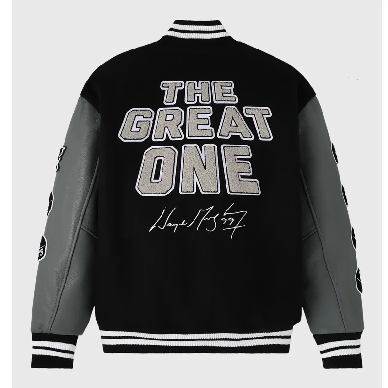 OVO The Great One Wayne Gretzky Varsity Wool Leather Jacket