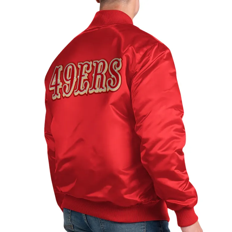 San Francisco 49ers Exclusive Scarlet Full-Snap Varsity Satin Jacket