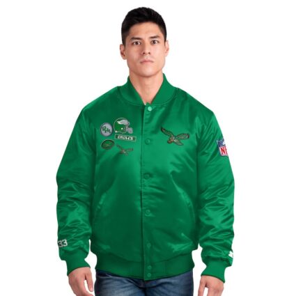 Starter Kelly Green Philadelphia Eagles Exclusive Satin Varsity Jacket