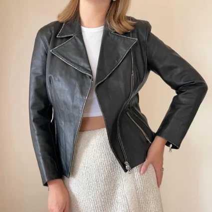 Stunning Vintage Distressed Black Leather Jacket
