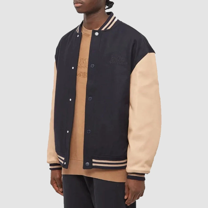 Tommy Jeans X Martine Rose Black Tan Varsity Jacket