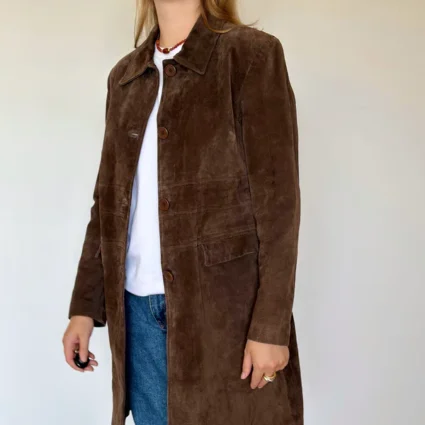 Vintage Beautiful Brown 100% Suede Coat