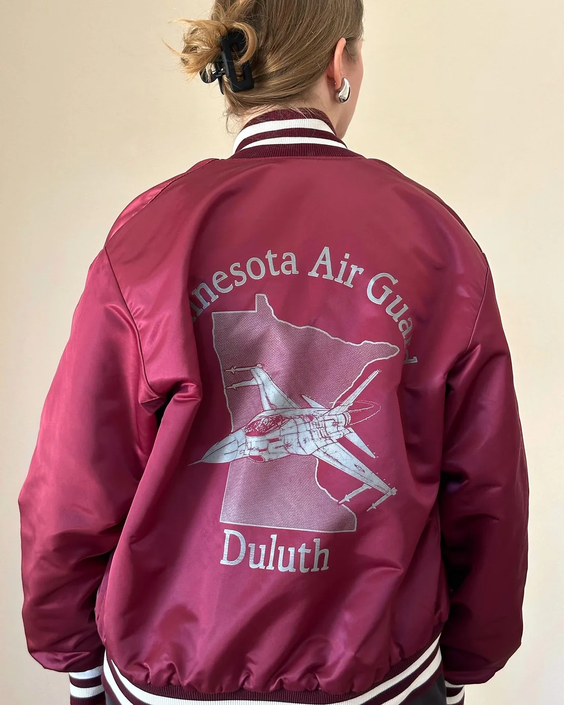 Vintage Oversized Burgundy Bomber Jacket