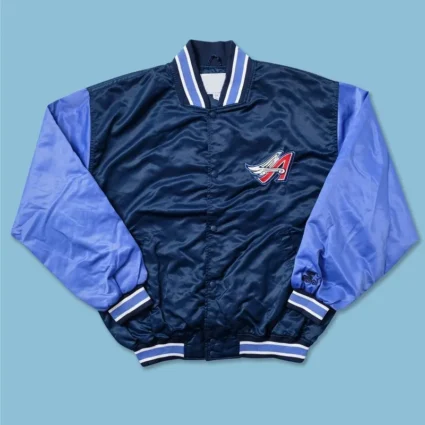 Anaheim Angels Navy and Light Blue Bomber Satin Jacket