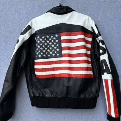 Buy Christian Biker Leather American Flag USA Jacket