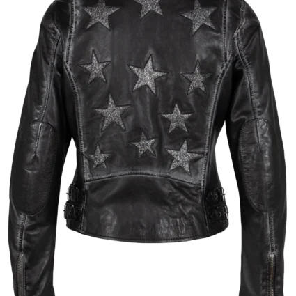 Christy RF Star Detail Night Sky Leather Jacket