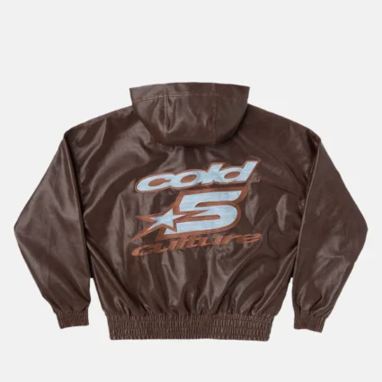 GET PLUS HOODED BROWN LEATHER JACKET