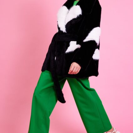 JAYLEY Eco Bamboo Faux Fur Black Coat