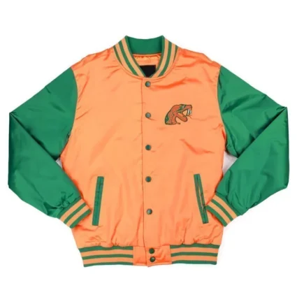 lorida A&M Orange and Green Baseball Jacket
