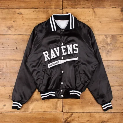 Baltimore Ravens 80’s Bomber Black Satin Jacket