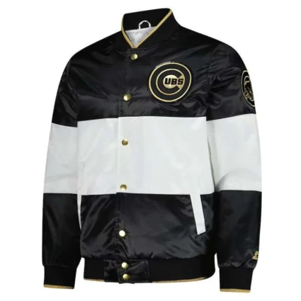 Buy Chicago Cubs Black and White Satin Jacket