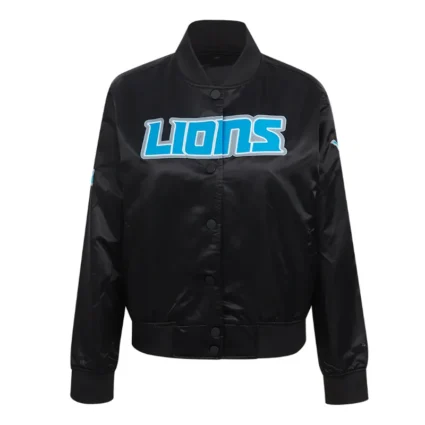 Classic Detroit Lions Black Satin Jacket