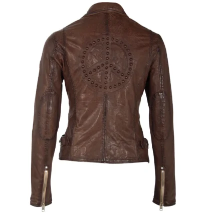 Maysie RF Brown Leather Jacket