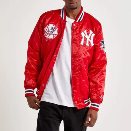 New York Yankees Red Varsity Satin Jacket