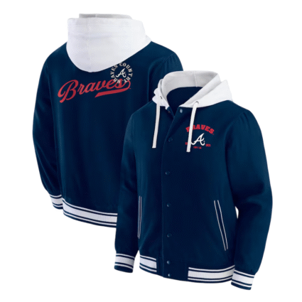 Atlanta Bravess Navy Cotton Hooded Jacket
