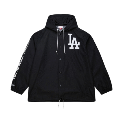Black Dodgers Coaches Hooded Windbreaker Jacket