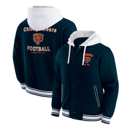 Chicago Bears Navy Bombers Cotton Hooded Jacket