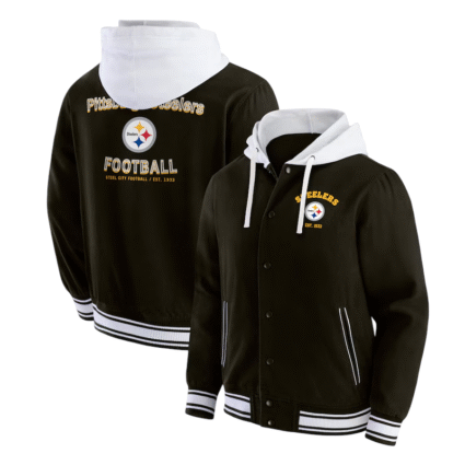Pittsburgh Steelerss Black Cotton Hooded Jacket