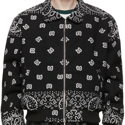 Rhude SSENSE Exclusive Black Bandana Bomber Jacket