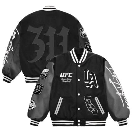 UFC 311 Los Angeles 2025 Black Varsity Jacket