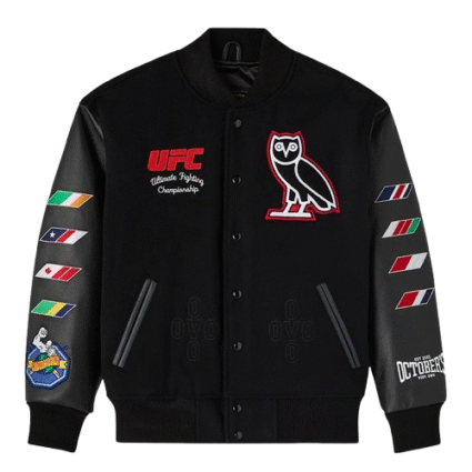 UFC x October Very Own OVO Championship Black Bomber Varsity Jacket