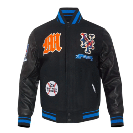Black New York Mets Prep Varsity Jacket