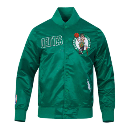 Bostons Celtics Souvenir Full Snap Satin Green Black Jacket