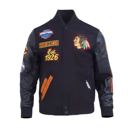 Chicago Blackhawks Animal Print Varsity Jacket