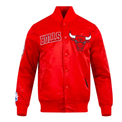 Chicago Bulls Souvenir Full Snap Satin Red Black Jacket