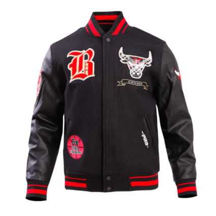 Chicagos Bulls Prep Varsity Wool Leather Jacket