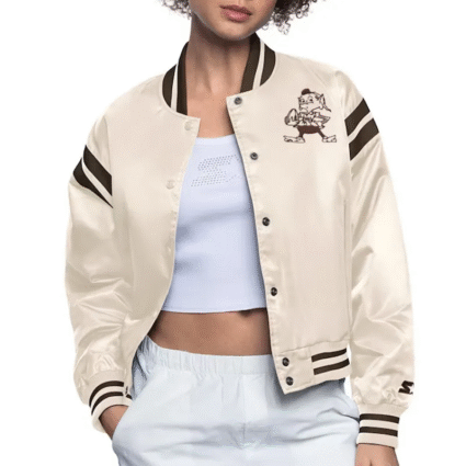 Cleveland Browns Cream Full Count Satin Jacket