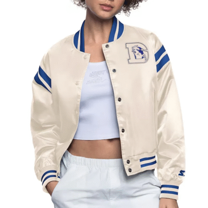 Denver Broncos Cream Full Count Satin Jacket