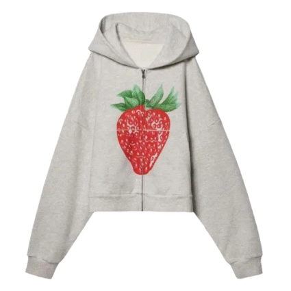 Elwood Strawberry Zip Rectangle Hoodie Grey