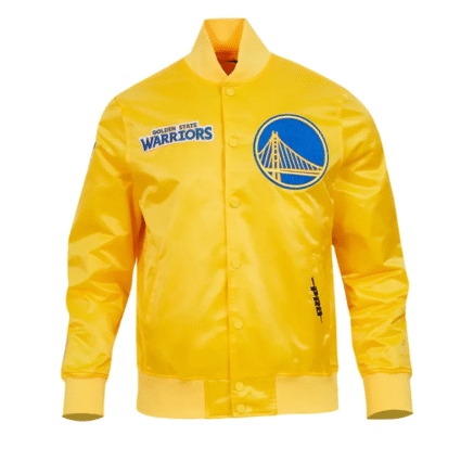 Goldens State Warriors Souvenir Full Snap Satin Gold Royal Jacket