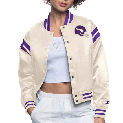Minnesota Vikings Cream Full Count Satin Jacket
