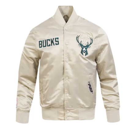 NBA Satin Taupe Milwaukee Bucks Souvenir Jacket