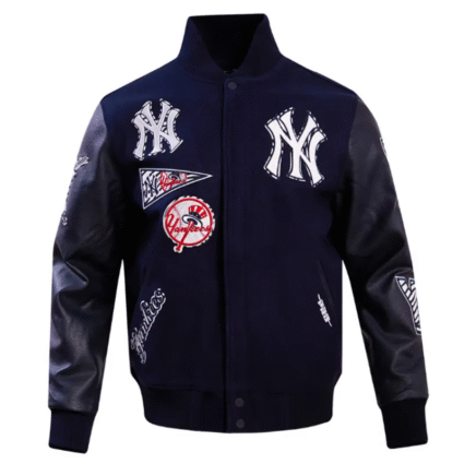 Navy MLB New York Yankees Animal Print Varsity Jacket