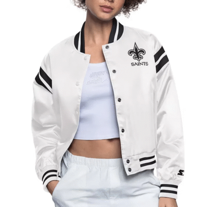 New Orleans Saints White Full Count Satin Jacket