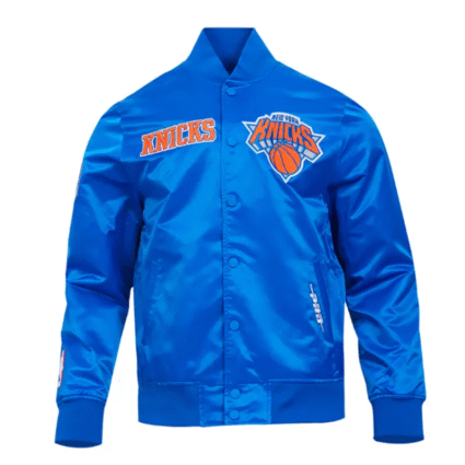 New York Knicks Souvenir Full Snap Satin Royal Black Jacket