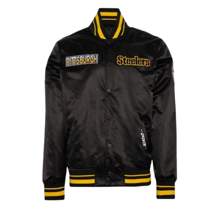 Pittsburgh Steelers Turn It Up M Classic Rib Black Satin Jacket