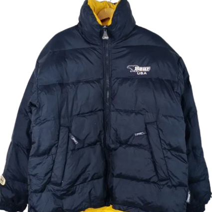 Vintage Bear Usa Puffer Riversible BlackYellow Jacket