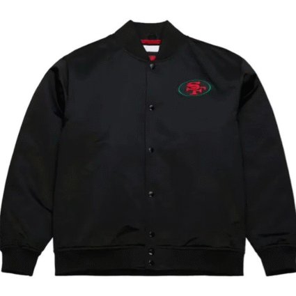 49ers Black Excellence Satin Varsity Jacket
